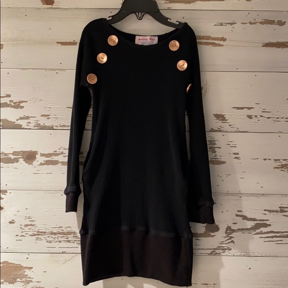 Mayah Kay Black Ribbed Button Dress Size 4